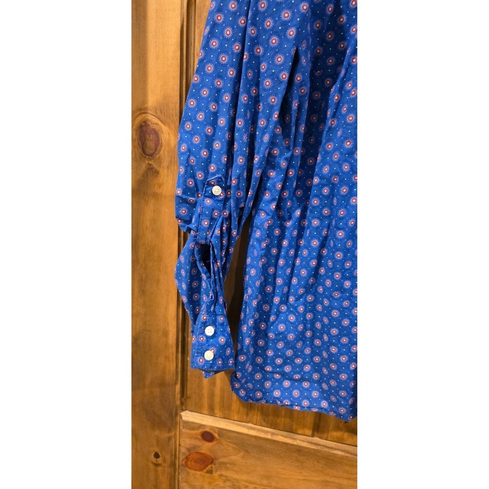 Tommy Hilfiger Button-Up Shirt Womens XL Blue All Over‎ Printed Roll-Tab Sleeve - Picture 3 of 6